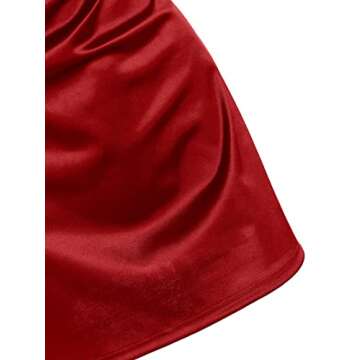 ZAFUL Women's Satin Sleeveless Spaghetti Strap Mini Dress Sexy Slip Cowl Neck Silky Cocktail Party Dresses(Red, S)