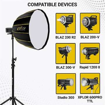 Glow EZ Lock 28" Deep Parabolic Quick Softbox, 16-Sided Parabolic Softbox Opens Up and Closes Down 'Umbrella' Style, this Bowens Mount Softbox with Quick Speedring Swap is an Ideal Speedlight Soft box