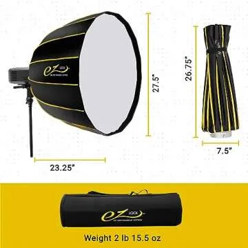 Glow EZ Lock 28" Deep Parabolic Quick Softbox, 16-Sided Parabolic Softbox Opens Up and Closes Down 'Umbrella' Style, this Bowens Mount Softbox with Quick Speedring Swap is an Ideal Speedlight Soft box