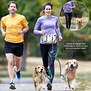 Hands Free Dog Leash Set for Dual Dogs in Black - Gray