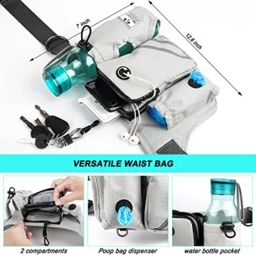 Hands Free Dog Leash Set for Dual Dogs in Black - Gray