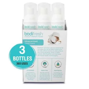 Bodifresh Toilet Paper Foam: Plant-Based, Hypoallergenic, Flushable - 3 Bottles
