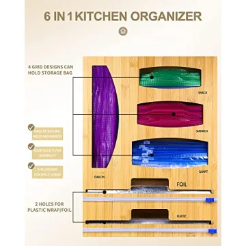 Orikithem 6-in-1 Foil and Plastic Wrap Organizer