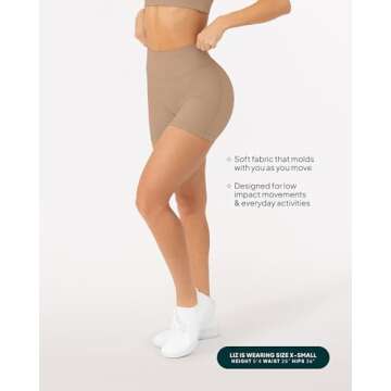 PAVOI ACTIVE Sculpting Shorts | High Waisted Butt Shaping 4" Women's Biker Low Impact Shorts | FlexFlow | X-Small, Sienna