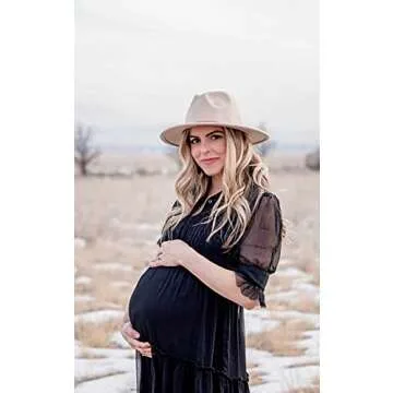 Lanzom Women Lady Felt Fedora Hat Wide Brim Wool Panama Hats with Band Fit Size 6 8/7-7 1/4(E-Beige)