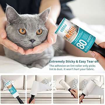 KEEOU Lint Rollers for Pet Hair, [480 Sheets Extra Sticky] Pet Hair Lint Remover with 3 Rollers + 3 Refills, Lint Roller Value Set Brush for Dog & Cat Hair Removal, Clothes, Funitures, Car (6 Pack)