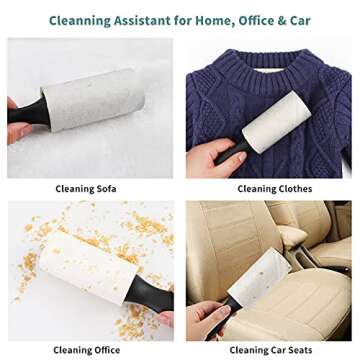 KEEOU Lint Rollers for Pet Hair, [480 Sheets Extra Sticky] Pet Hair Lint Remover with 3 Rollers + 3 Refills, Lint Roller Value Set Brush for Dog & Cat Hair Removal, Clothes, Funitures, Car (6 Pack)