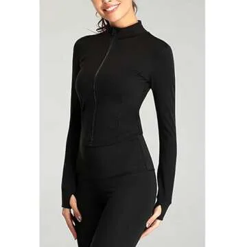 Tanming Women's Full Zip Seamless Workout Jacket - Stylish & Comfy