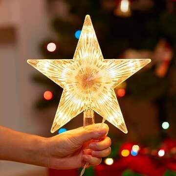 Lighted Star Tree Topper with Replaceable Bulbs for Christmas