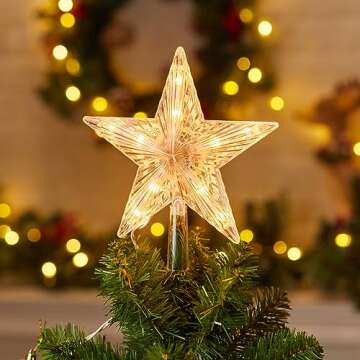 Lighted Star Tree Topper with Replaceable Bulbs for Christmas