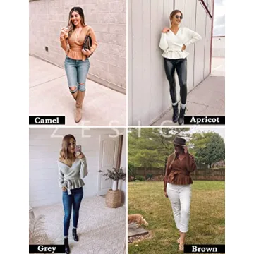 ZESICA Women's Fall V Neck Long Batwing Sleeve Sweater