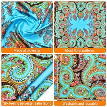 53” Large Head Scarf for Women - Silk Satin Scarf for Hair Wrapping at Night Bandana Square Scarf for Sleeping (Cashew nut B)