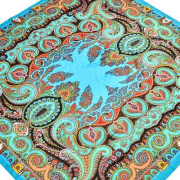 53” Large Head Scarf for Women - Silk Satin Scarf for Hair Wrapping at Night Bandana Square Scarf for Sleeping (Cashew nut B)