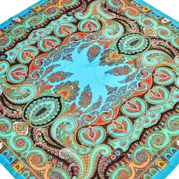 53” Large Head Scarf for Women - Silk Satin Scarf for Hair Wrapping at Night Bandana Square Scarf for Sleeping (Cashew nut B)