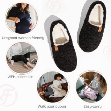 Cozy Memory Foam Slippers for Women, Black