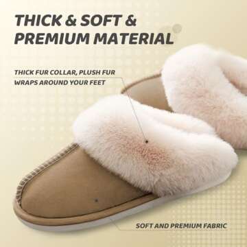 WATMAID Women's House Slippers Memory Foam Fluffy Soft Slippers, Slip on Winter Warm Shoes for Women