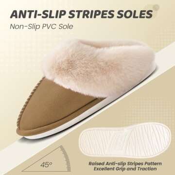 WATMAID Women's House Slippers Memory Foam Fluffy Soft Slippers, Slip on Winter Warm Shoes for Women