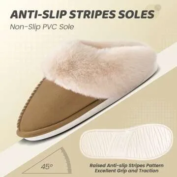 WATMAID Women's House Slippers Memory Foam Fluffy Soft Slippers, Slip on Winter Warm Shoes for Women