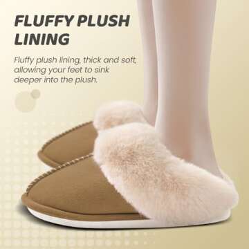 WATMAID Women's House Slippers Memory Foam Fluffy Soft Slippers, Slip on Winter Warm Shoes for Women
