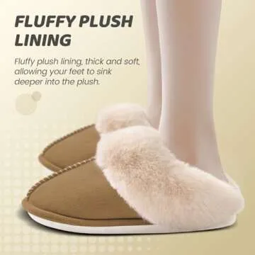 WATMAID Women's House Slippers Memory Foam Fluffy Soft Slippers, Slip on Winter Warm Shoes for Women