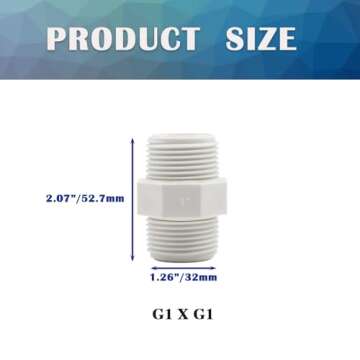 HayEastdor 4PCS 1" PVC Pipe Fitting Hex Nipple G1 Male Coupling Adaptor for Plumbing
