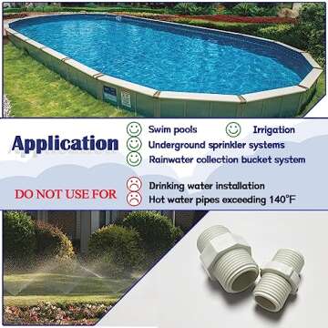 HayEastdor 1" PVC Pipe Fitting Hex Nipple Coupling Adaptor