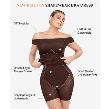 Stylish Popilush Brown Shapewear Cocktail Dress for Women