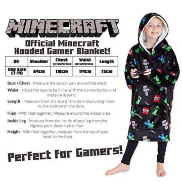 Minecraft Boys Oversized Blanket Hoodie - Cozy Fleece for Kids and Teens