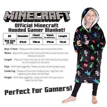 Minecraft Boys Oversized Blanket Hoodie - Cozy Fleece for Kids and Teens