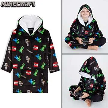 Minecraft Boys Oversized Blanket Hoodie for Kids and Teens