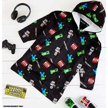 Minecraft Boys Oversized Blanket Hoodie for Kids and Teens
