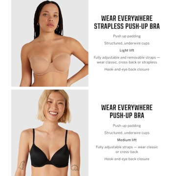 Victoria's Secret Pink Wear Everywhere Push Up Bra, Padded, Smoothing, Bras for Women, Beige (34B)