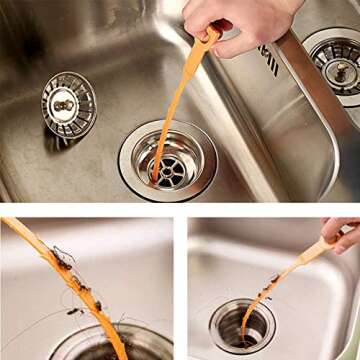 Drain Clog Cleaner, Searik 5 PACK Drain Remover Cleaning Tool Hair Catcher Drain Cleaner Augers Relief Tool for Kitchen Sink Bathtub Toilet Pipes Bathroom Tube 25 Inches