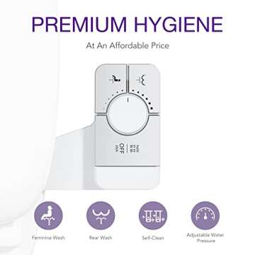 Veken Bidet Attachment for Toilet - Ultra-Slim Self Cleaning Fresh Cold Water Sprayer Bidets for Existing Toilets Seat Baday Beday Badette Bedette with Dual Nozzle for Feminine and Posterior Wash