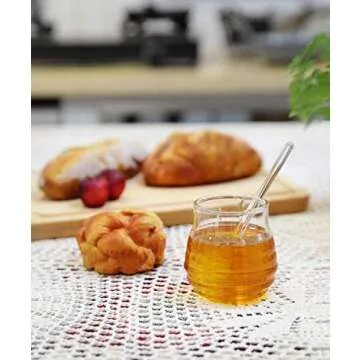 Mkono 9oz Glass Honey Jar with Dipper and Lid