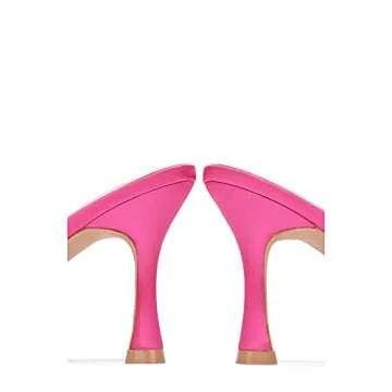 Cape Robbin Four Square Sexy High Heels for Women, Faux Satin Square Open Toe Shoes Heels 8 Pink