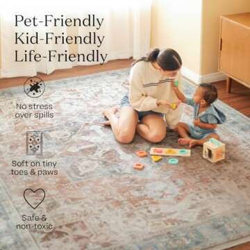 Ruggable Washable 2x10 Runner Rug, Festive Garland Multicolor, Premium Christmas Rugs for Hallway, Kitchen, Entryway, Living Room, Bedroom, Office with Gripper Non Slip Pad, Festive Garland Multicolor