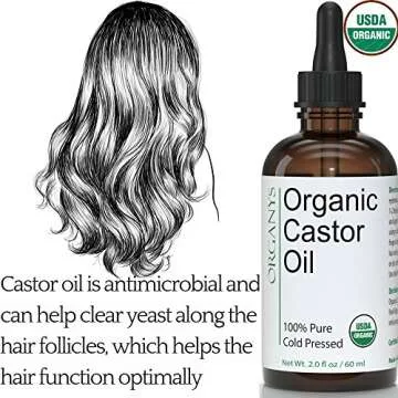 Organys Organic Castor Oil 2oz, For Longer Fuller Thicker Looking Hair Eyelashes & Eyebrows Enhances The Appearance Of Natural Lash & Brow Growth. Serum Comes With Eyeliner & Mascara Brushes