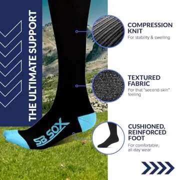 SB SOX Compression Socks (20-30mmHg) for Men & Women – Best Compression Socks for All Day Wear, Better Blood Flow, Swelling! (Small, Black/Blue)
