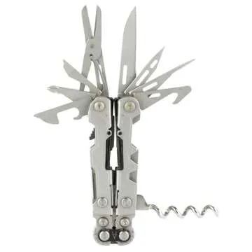 SOG PowerLitre Mini Utility Multi-Tool w/ 19 Lightweight Tools, Compact 5 Inch Long Utility Tool with Knife, Screwdriver, Hex Bit Holder, Stone Wash