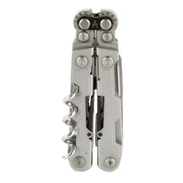 SOG PowerLitre Mini Utility Multi-Tool w/ 19 Lightweight Tools, Compact 5 Inch Long Utility Tool with Knife, Screwdriver, Hex Bit Holder, Stone Wash