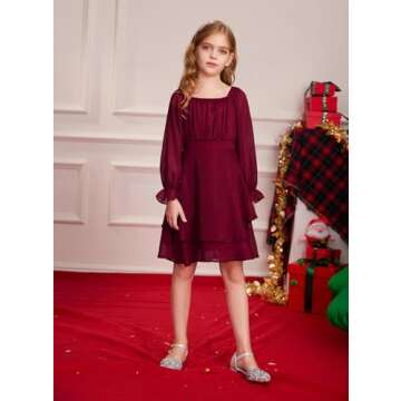 Girls Long Sleeve Fall Dress - Comfortable & Elegant Style