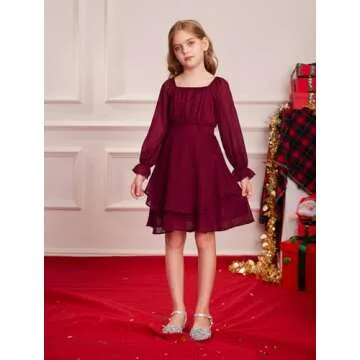 Girls Long Sleeve Fall Dress - Comfortable & Elegant Style