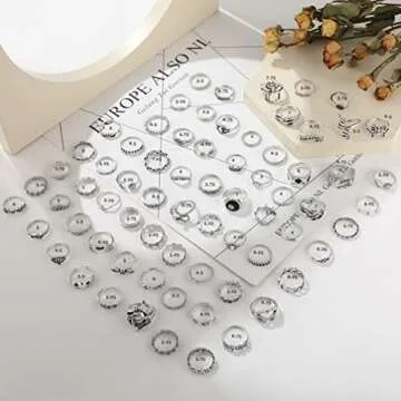 ShowAgain Silver Vintage Goth Punk Rings Set for Men Women, Cool Gothic Ring Pack, Trendy Stackable Boho Chunky Knuckle Emo Full Finger Rings, Adjustable Open Snake Butterfly Ace Y2k Ring (1-1)