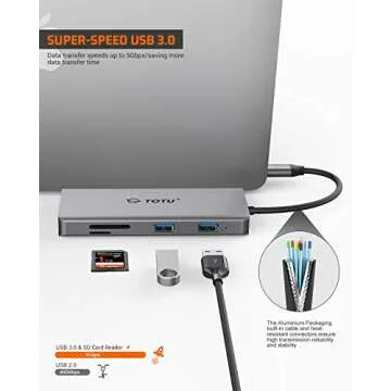 TOTU 11-in-1 USB C Hub with Ethernet and 4K HDMI