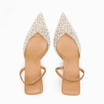 ATBELL Women's Elegant Clear Slingback Heels with Pearls
