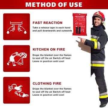 plencell Fire Blankets,Emergency Fire Estinguisher,fire Extinguisher for Home,for Suppression Flame Retardent Safety Blanket for Home, Schooll, Fireplace, Grill, Car, Office, Warehouse
