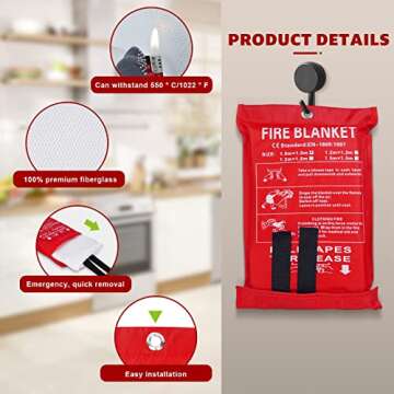 plencell Fire Blankets,Emergency Fire Estinguisher,fire Extinguisher for Home,for Suppression Flame Retardent Safety Blanket for Home, Schooll, Fireplace, Grill, Car, Office, Warehouse