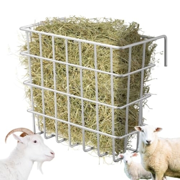 Gisafai Galvanized Hay Feeder 21.5 x 10.5 x 18 Inches Size Right for a Flake of Hay Heavy Duty Welde...