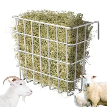 Gisafai Galvanized Hay Feeder 21.5 x 10.5 x 18 Inches Size Right for a Flake of Hay Heavy Duty Welde...